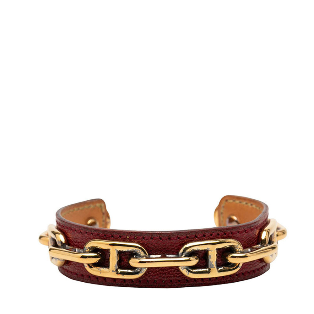 HERMES Red Leather Bracelet